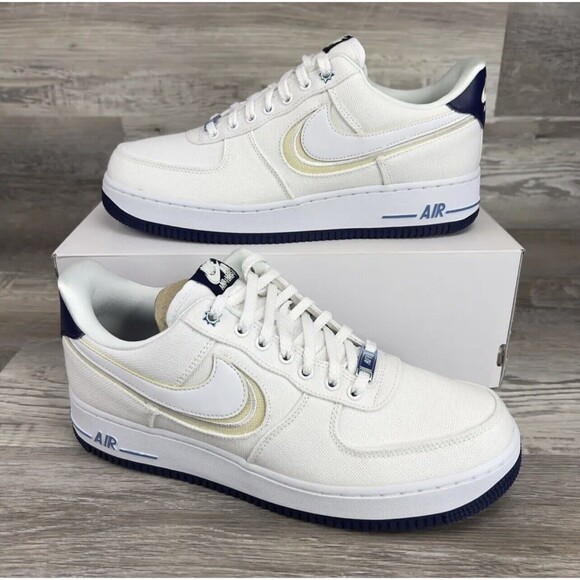 Nike Air Force 1 Low PRM White Fossil Premium Blue NEW DB3541-100 Mens Size 11.5 - Picture 2 of 12